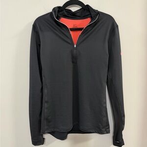 Women's Nike Pro HyperWarm Black Long Sleeve Half-Zip Pullover. Size L